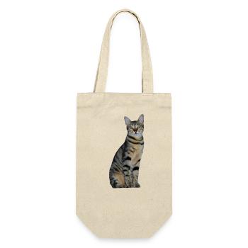 Katze Kätzchen getigert Tigerkatze - Geschenkbeutel für Flaschen - Natur - Vorne