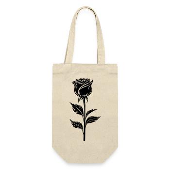 Schlichtes Rosendesign - Geschenkbeutel für Flaschen - Natur - Vorne