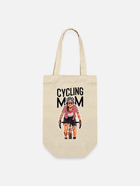 Lebendige Fahrrad-Mutter Illustration - Geschenkbeutel für Flaschen - Natur