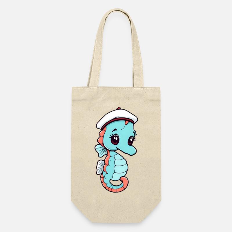 Hippocampe de dessin animé joyeux dans un chapeau de marin - Sac à bouteille - nature