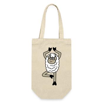 mouton fatigué épuisé triste yoga arbre pose bande dessinée - Sac à bouteille - nature - Devant