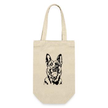 Malinois Ball Balljunkie Hunde Wilsigns - Geschenkbeutel für Flaschen - Natur - Vorne