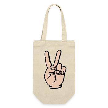 Viktory Peacezeichen Hand - Geschenkbeutel für Flaschen - Natur - Vorne