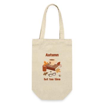 Herbst Heißer Tee Zeit Illustration - Geschenkbeutel für Flaschen - Natur - Vorne