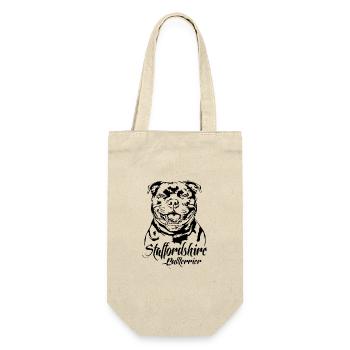 STAFFORDSHIRE BULLTERRIER Hunde Hund Wilsigns - Geschenkbeutel für Flaschen - Natur - Vorne