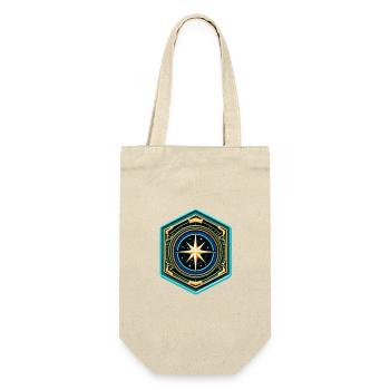 Kartenstern Kompass Patch - Geschenkbeutel für Flaschen - Natur - Vorne