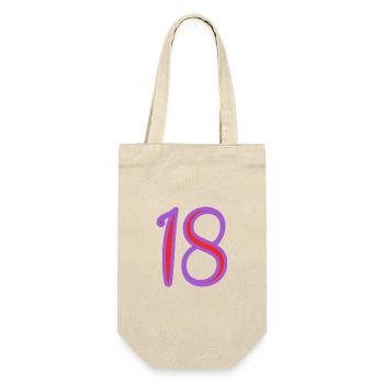 18. 18 JAHRE ALT. 18-JÄHRIGES JUBILÄUM. GEBURTSTAG 18 JAHRE. - Geschenkbeutel für Flaschen - Natur - Vorne