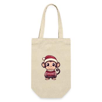 Monkey Christmas Comic - Gift Bag for Bottles - nature - Front