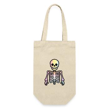 Skelett Halloween Witzig - Geschenkbeutel für Flaschen - Natur - Vorne