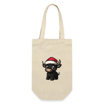 Stier Weihnachten Niedlich - Geschenkbeutel für Flaschen - Natur - Vorne