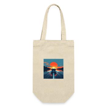 Boot im Sonnenuntergang - Geschenkbeutel für Flaschen - Natur - Vorne