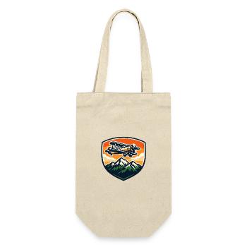 Vintage Flugzeug über Berglandschaft - Geschenkbeutel für Flaschen - Natur - Vorne
