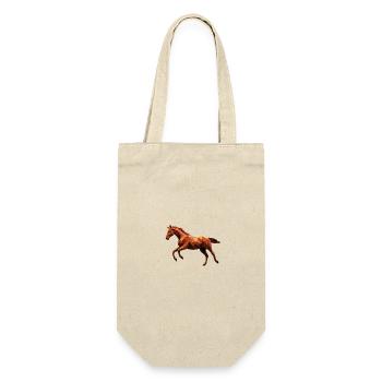 Braunes Pferd Low Poly Logo Design Fuchs - Geschenkbeutel für Flaschen - Natur - Vorne
