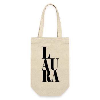 Laura Name Vorname Moderne Schrift Wort Art - Geschenkbeutel für Flaschen - Natur - Vorne