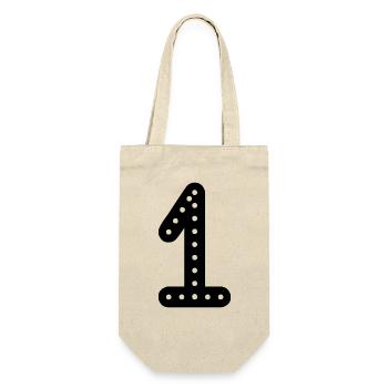 1 JAHR. 1. GEBURTSTAG. GEBURTSTAG 1 JAHR. 1. EINS - Geschenkbeutel für Flaschen - Natur - Vorne