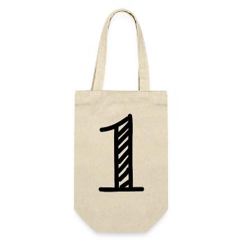 1 JAHR. 1. GEBURTSTAG. JUBILÄUM 1 JAHR.1 - Geschenkbeutel für Flaschen - Natur - Vorne