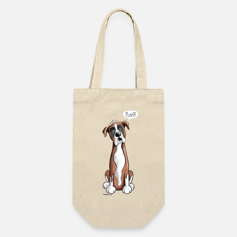Deutscher Boxer Play - Geschenkbeutel für Flaschen - Natur
