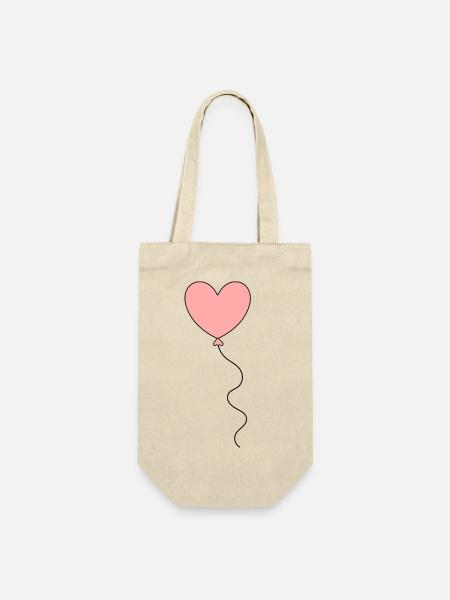 pinkes Herz rosa rot Herzen Geschenk Valentinstag - Geschenkbeutel für Flaschen - Natur
