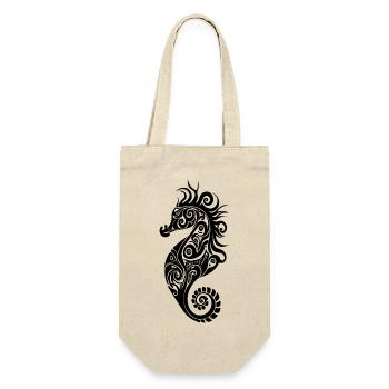 Kleines Niedliches Vintage Seepferdchen - Geschenkbeutel für Flaschen - Natur - Vorne