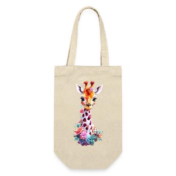 Giraffe V1 24 01 - Geschenkbeutel für Flaschen - Natur - Vorne