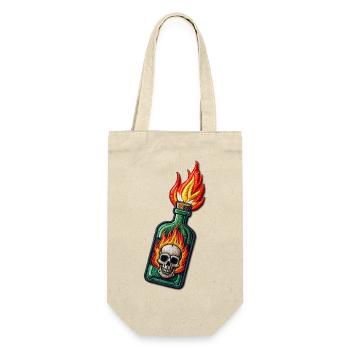 Schädel-Flamme - Geschenkbeutel für Flaschen - Natur - Vorne