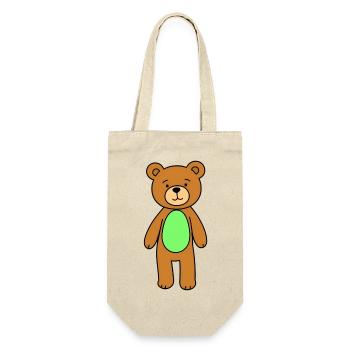 Kuschelbär Grünbauch Cartoon - Geschenkbeutel für Flaschen - Natur - Vorne