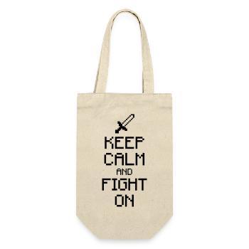 Keep calm and fight on - Pixelart (Farbe änderbar) - Geschenkbeutel für Flaschen - Natur - Vorne