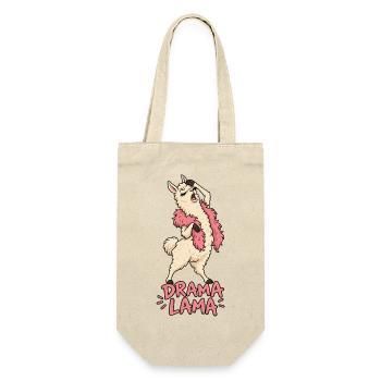 Drama Lama – Lustiges Lama mit pinker Federboa - Geschenkbeutel für Flaschen - Natur - Vorne