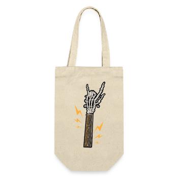 Gitarre Skelett Rock - Geschenkbeutel für Flaschen - Natur - Vorne