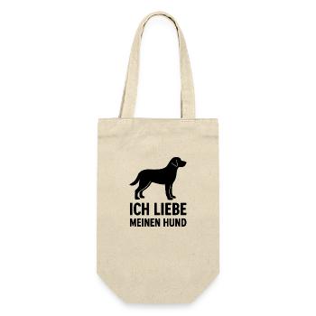 ich liebe meinen Hund 4 - Geschenkbeutel für Flaschen - Natur - Vorne