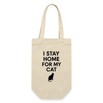 Ich bleibe zu Hause wegen meiner Katze - Geschenkbeutel für Flaschen - Natur - Vorne
