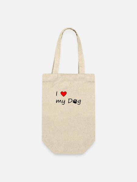 I love my dog - Geschenkbeutel für Flaschen - Natur