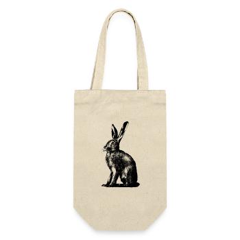 Feldhase / european hare / rabbit - Geschenkbeutel für Flaschen - Natur - Vorne
