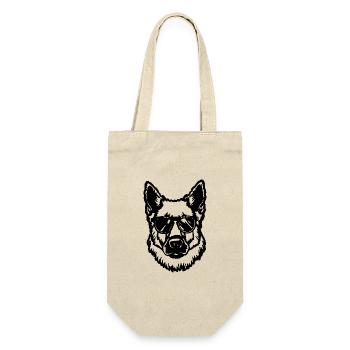 Schäferhund Hund Hundekopf - Geschenkbeutel für Flaschen - Natur - Vorne