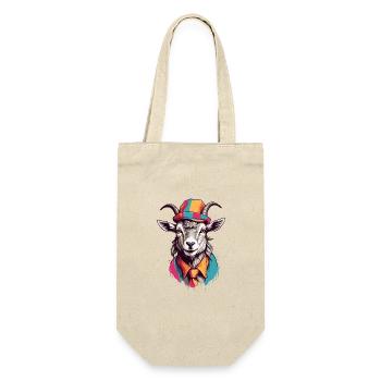 Funny goat with tie and colorful hat - Gift Bag for Bottles - nature - Front