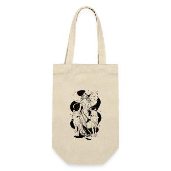 Femme avec des loups, cadeau, chiens, mystique, croquis - Sac à bouteille - nature - Devant