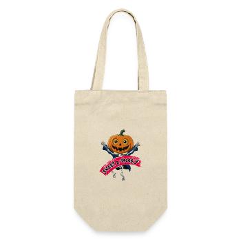 lustiges tanzendes fröhliches Halloweenskelett - Geschenkbeutel für Flaschen - Natur - Vorne