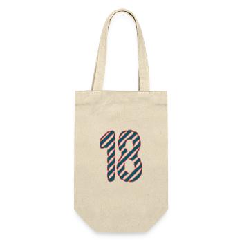 18. 18 JAHRE ALT. 18-JÄHRIGES JUBILÄUM. GEBURTSTAG 18 JAHRE. - Geschenkbeutel für Flaschen - Natur - Vorne