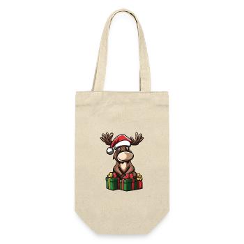 Elch Weihnachten Geschenke - Geschenkbeutel für Flaschen - Natur - Vorne