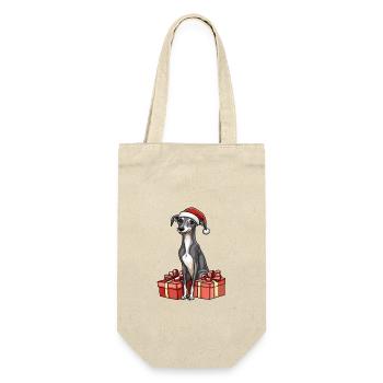 Greyhound Dog Christmas Comic Gifts - Gift Bag for Bottles - nature - Front