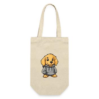 Golden Retriever Hund Lustig - Geschenkbeutel für Flaschen - Natur - Vorne