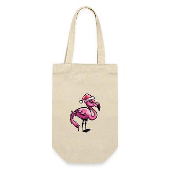 Flamingo Weihnachten - Geschenkbeutel für Flaschen - Natur - Vorne