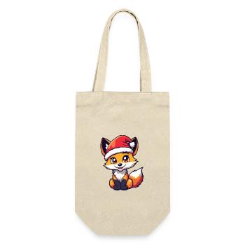 Fuchs Weihnachten Christmas - Geschenkbeutel für Flaschen - Natur - Vorne