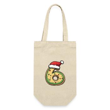 6 Zahl Weihnachten - Geschenkbeutel für Flaschen - Natur - Vorne
