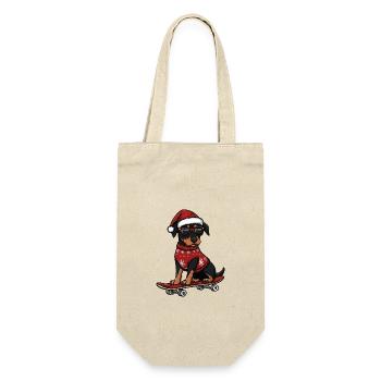 Dobermann Hund Weihnachten Lustig - Geschenkbeutel für Flaschen - Natur - Vorne