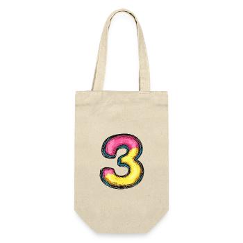 3 Zahl symbol - Geschenkbeutel für Flaschen - Natur - Vorne