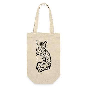 Katze Kätzchen Tigerkatze Katzenshirt Geschenk - Geschenkbeutel für Flaschen - Natur - Vorne