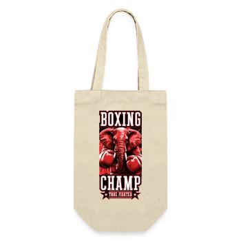 Elefant Boxer Kämpfer Boxing Champ - Geschenkbeutel für Flaschen - Natur - Vorne