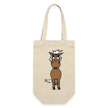 cheval anxieux drôle drôle grimace dessin animé - Sac à bouteille - nature - Devant