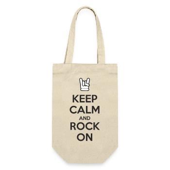 Keep Calm and Rock On - Geschenkbeutel für Flaschen - Natur - Vorne